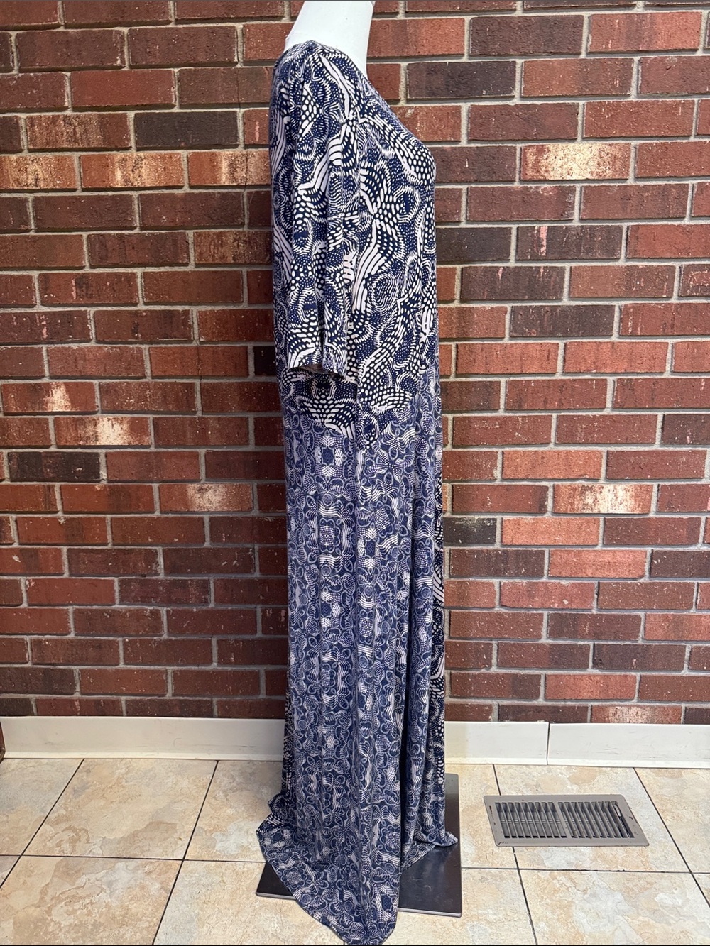 Soft Surroundings Juliette Jersey Navy & Neutral Tile Maxi Dress Size XL - Picture 8 of 11